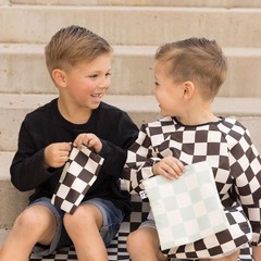 Tiny Twinkle 5 Pack Reusable 5 Snack bags, Checkers Black Green-5pcs