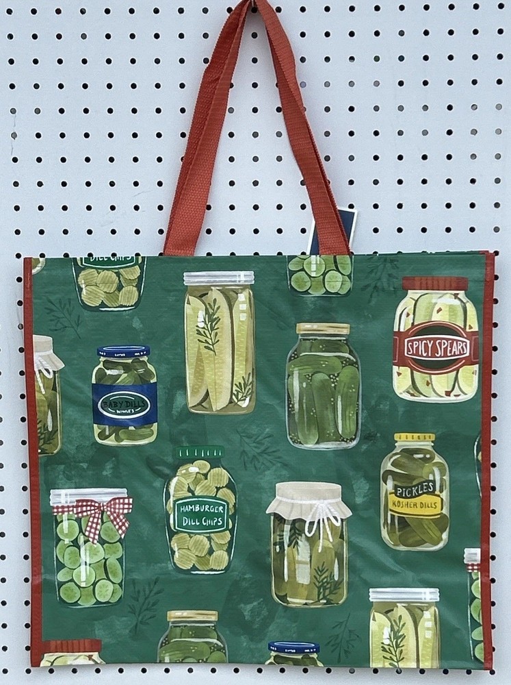 Marshals Reusable Pickle Jar Tote Bag Green Grocery Bag Large 1 Bag New With Tag