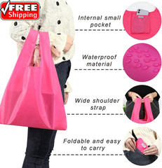 Large Reusable Bags Shopping Washable Foldable 6 Pack Grocery Bags Heavy Duty Li