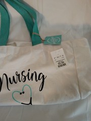 NWT Reusable Tote Nursing Large New Canvas Woven Handle Bag Reuse Nurse 16x16x6