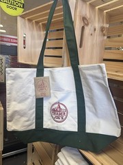 Trader Joe’s Large Canvas Tote Reusable Bag 20x14x6″ Green/White LIMITED EDITION