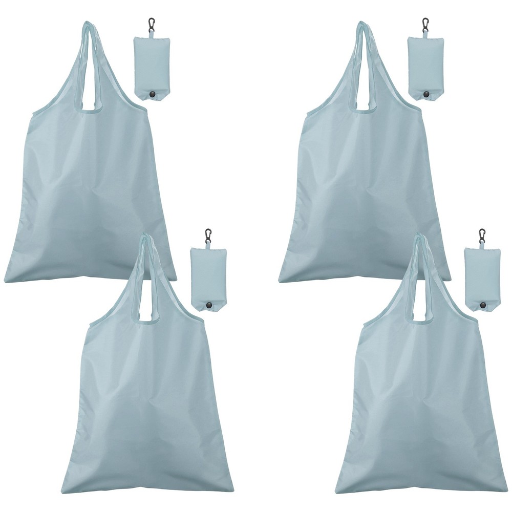 4 Pack Foldable Travel Bag with Handles, Washable Shopping Tote Pouch, Gray