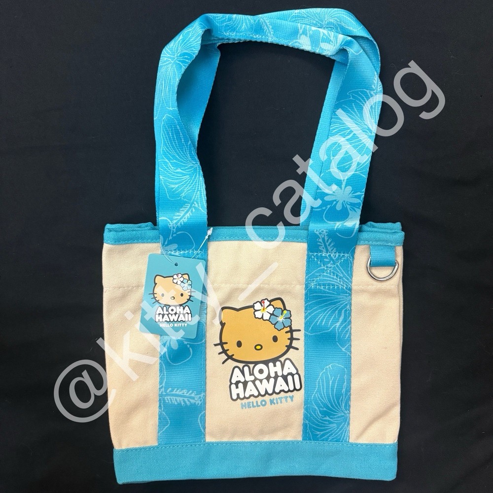 ABC Stores Hawaiʻi: Sun Tan Hello Kitty Big Face Mini Canvas Tote Bag, Blue