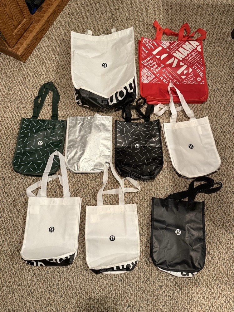 Lululemon Reusable Tote Bags 7 Small 2 Large Bags Various Colors