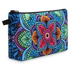 MAGEFY Small Makeup Bag, 7.5×1.8×4.7 Inch (Pack of 1), dark blue flower 0179