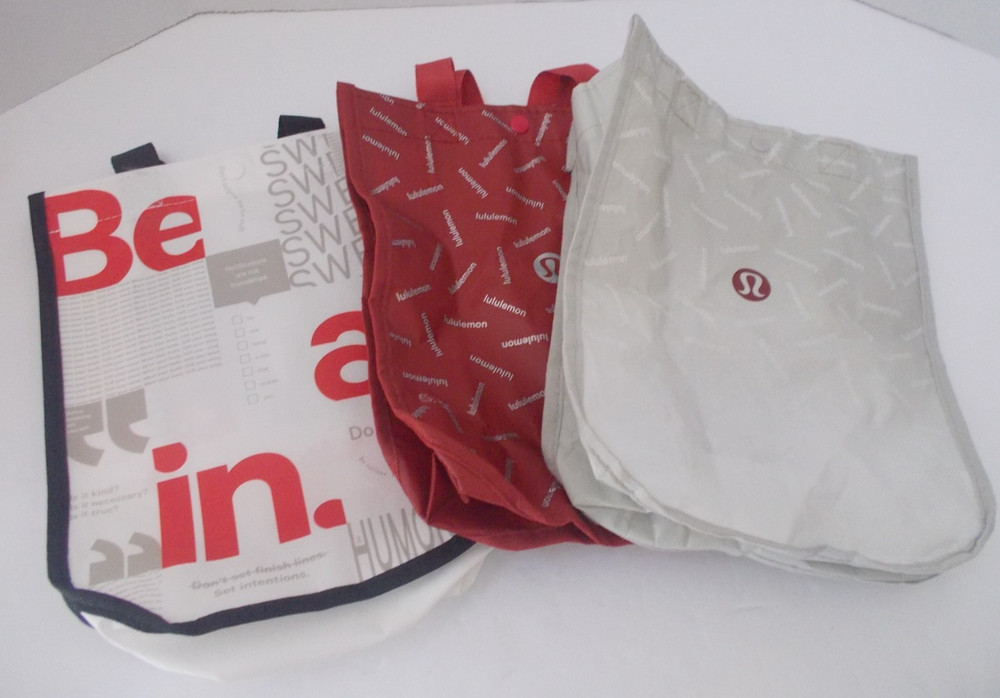 LULULEMON Set of 3 Small Reusable Shopping Tote Bags