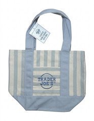 Trader Joe’s Striped Canvas Mini Tote Bag Blue/White 13x6x11 in