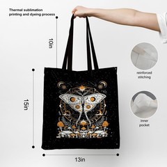 Goth Witchy Cottagecore Luna Moth Mushroom Tote Bag – Halloween Canvas Tote B…