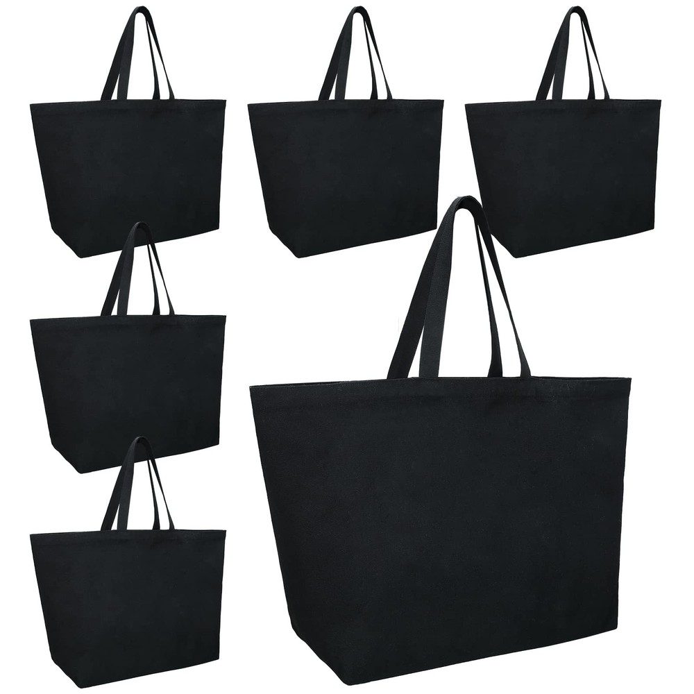 6 Pieces Extra Large Canvas Tote Bag Utility Heavy Duty Grocery Bags