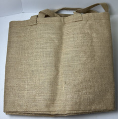 WISTERIA Natural Burlap Jute Raffia LARGE 35″ Shopping Tote Bag with Watch Fob