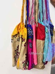 Recycled Silk Sari Shopping Bags Reusable Carry Bags Tote bags – 50 Pcs Lot