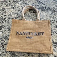 Nantucket 02554 Tote Jute Reusable Shopping Bag Beige Foldable