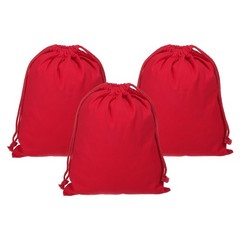 3Pack Reusable Drawstring Bags 10×12.6 Inch Multipurpose Cotton Dust Bags Red