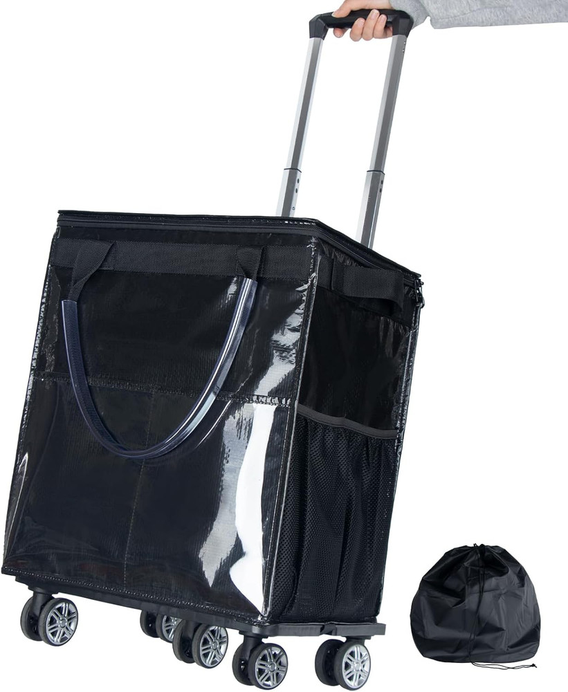 Reusable Grocery Bags on Wheels, Rolling Tote Bag, Portable Shopping Cart for Gr