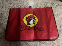 Buc-ees Grocery Bag Handle Black Red Beaver Travel Tote New W/ Tags