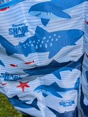 Shark Week Polyester Semi-sheer Canvas Reusable Shopping Beach Tote Bag 15×20
