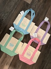 Trader Joe’s Spring Mini Pastel Canvas Tote Bag Set Of 4 New Tags Pink Blue Teal