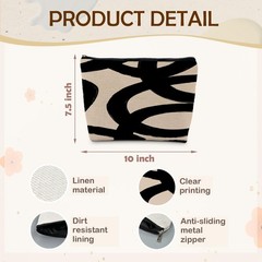 ignytiger Abstract Beige and Black Makeup Bag, Pouch abstract