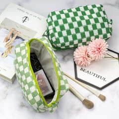 PAZIMIIK Checkered Makeup Bag for Purse Portable 1 PCS BOX POUCH, LIGHT GREEN