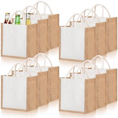 12 Pcs Burlap Tote Bag Mini Jute Reusable Bag with Handles Small Blank Canvas…