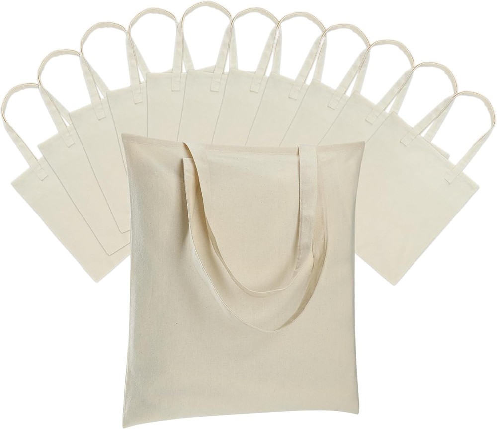 12 Pack Canvas Tote Bag – Lightweight Thin Tote Bags Bulk Blank Shopping Reus…