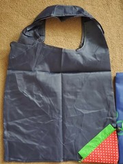 3 new Navy Strawberry Foldable Pocket Reusable Shopping Tote Bags – US seller