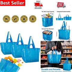 Lightweight and Stylish Set of 3 Blue Shopping Bags – Perfect for Organizing
