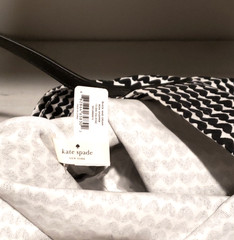 KATE SPADE NEW YORK BON SHOPPER HEART PRINT TOTE BAG BLACK WHITE FABRIC 17″ NEW