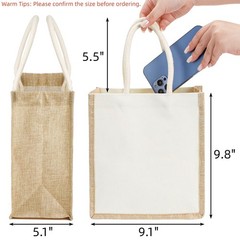 6 Pack Burlap Tote Bags, Reusable Jute Gift Tote with Handles, Small Beach Ba…