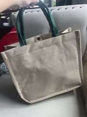 Starbucks Reusable Tote Shopping Bag Beige Green Logo 13x12x16 in