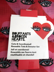 new REUSABLE TOTE BAG Kendra Dandy Hearts Face Eyes Red Pink Lightweight Travel
