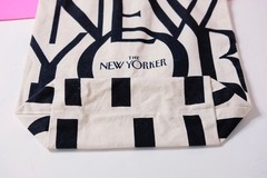 The New Yorker Tote Bag Lot of 2 Canvas Graphic Tomi Um Blue Beige