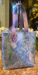 NWT Lilly Pulitzer Purple Blue Reusable Grocery Market Shopper Tote Bag