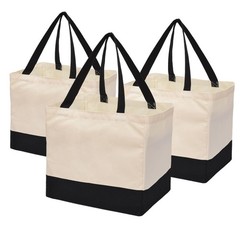 3 Pack Canvas Reusable Grocery Bags Heavy Duty, 8.3 gal Foldable Large Canvas…