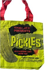 NWT Trader Joe’s Cotton PICKLES IN JAR Canvas Tote Reusable Grocery Tote Bag