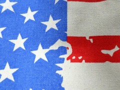 Cotton Canvas Tote Bag w/America flag Print – 20″L x 14″W – NEW