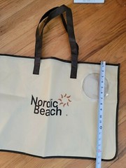 Reusable Tote Thin Canvas Nordic Branded Zip Top 2 Handles Cream Color Fold Flat