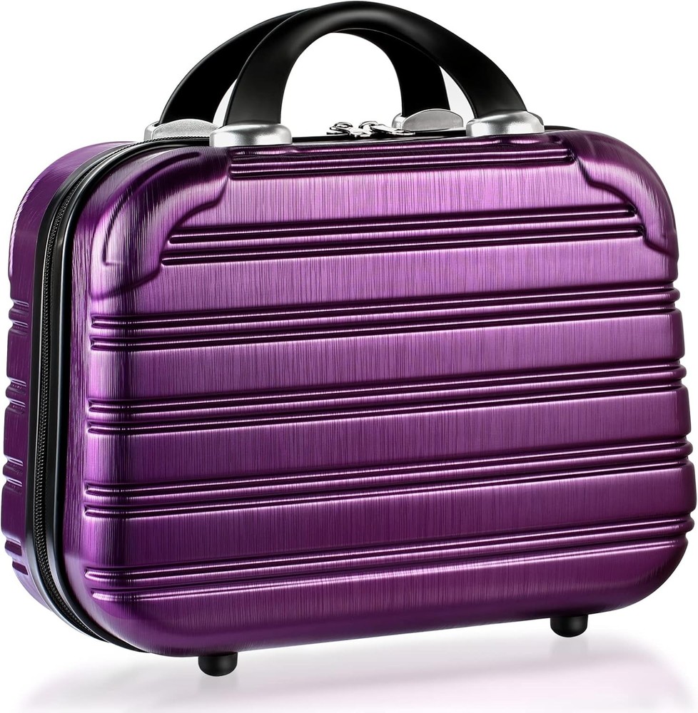 14-Inch Makeup Train Case Hardshell PC+ABS Travel Cosmetic Organizer, purple