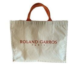Roland Garros Paris French Open Canvas Tote Logo Bag Beige/Orange Handles 12×16