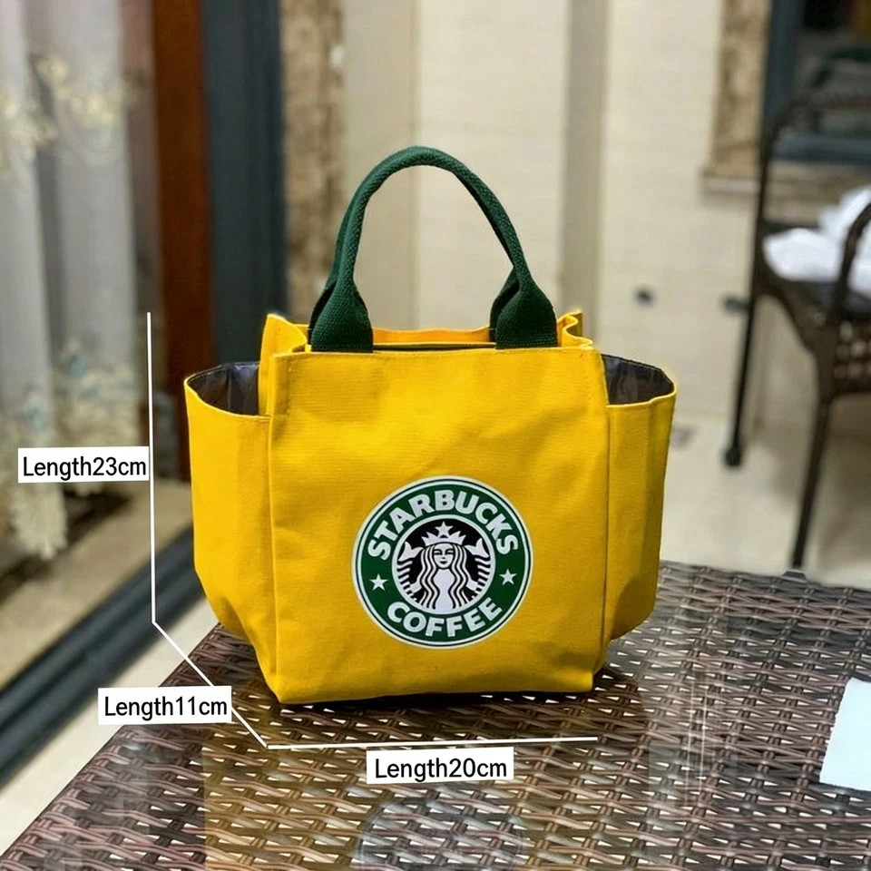 Starbucks Canvas with Side Pockets Multi Purpose Handbag Reusable Daily Bag