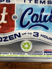 Hot Cold 18 Bags Thermal Cooler, Grocery Size, Red/Blue No Ice Needed