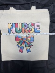 Large Canvas Tote Bag, Foldable, Puzzle Pattern, Beige Multicolor, 15x15x3 in