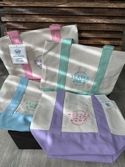 Trader Joe’s Mini Canvas Reusable Tote bags, SET of all 8, Basic and Pastel, NWT