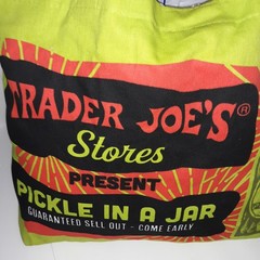 Trader Joe’s Reusable Canvas Shopping Tote The Pickles Print GroceryMarket 14×18