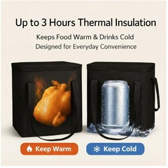 2-Pack XL Insulated Grocery Bags, Black, Reusable