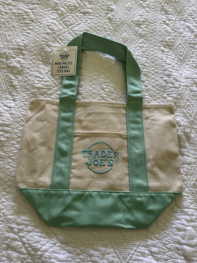 Trader Joe’s Mint Green Pastel Mini Canvas Tote Limited Edition