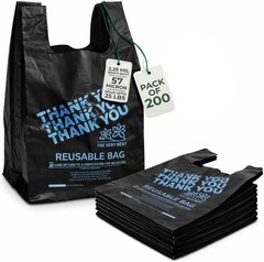 Thank You T-Shirt Bags 2.25 Mil Heavy Duty LDPE 12x7x22 Plastic Grocery Bags 200