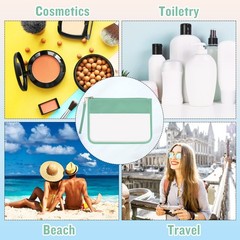 izuzta Clear PVC Flat Pouch, PU Travel Makeup Bag Zipper Pouch Green