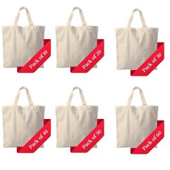 Half White Canvas Tote Bags Bulk | Custom Printable | Heavy Duty | Pack of 10–60