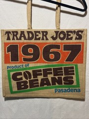 Trader Joe’s Tote Jute Bag Reusable 1967 Pasadena Coffee Beans 17x14x9
